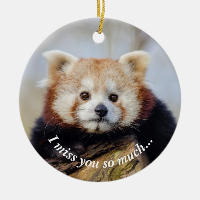 Cute Red Panda Miss You så mycket Julgransprydnad Keramik (Framsidan)