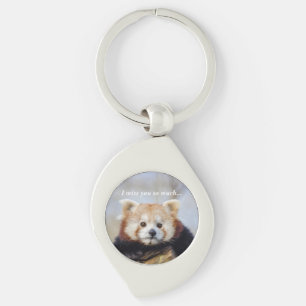 Cute Red Panda Miss You så mycket Swirl Silverfärgad Nyckelring