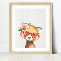 Cute Red Panda Nursery Art Skriv ut
