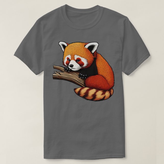 Cute Red Panda på gren T Shirt (Design framsida)