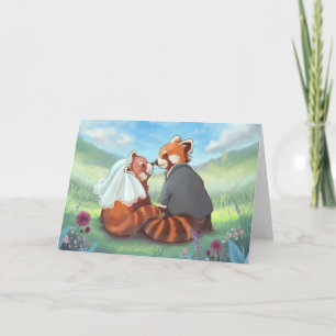 Cute Red Panda par i Kärlek Helgkort