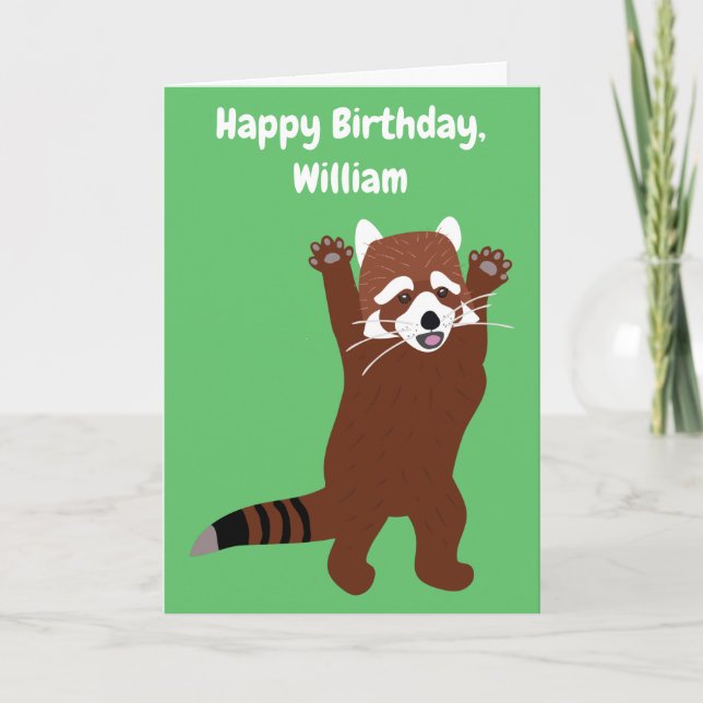 Cute Red Panda Personlig Anpassningsbar Birdag Kort (Framsida)