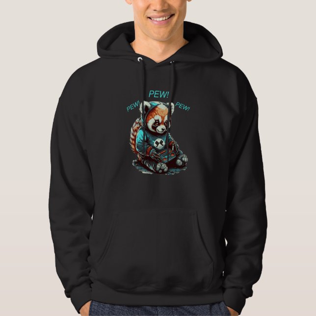Cute Red Panda Playing Video Game  Gamers Hoodie (Framsida)