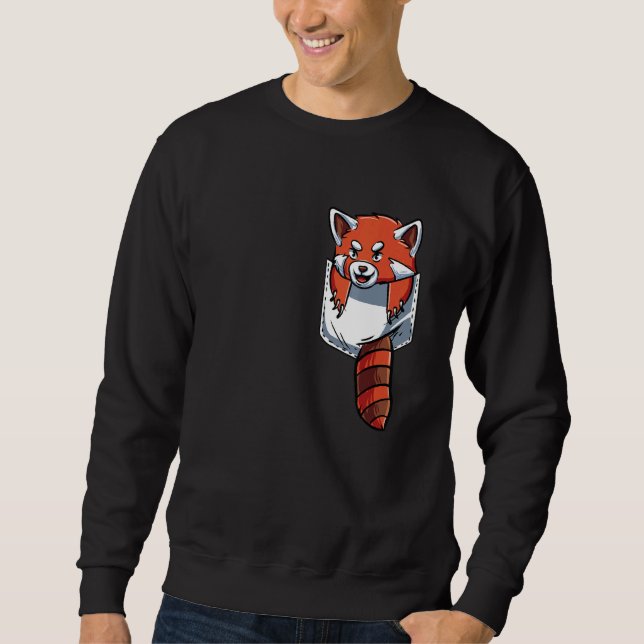 Cute Red Panda Pocket Red Panda Lång Ärmad Tröja (Framsida)