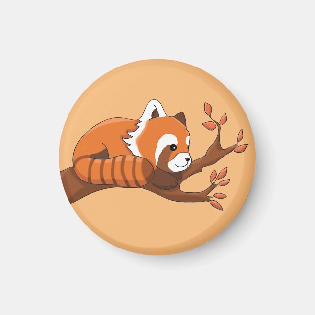 Cute Red Panda Resting in Träd Keychain Magnet (Framsidan)