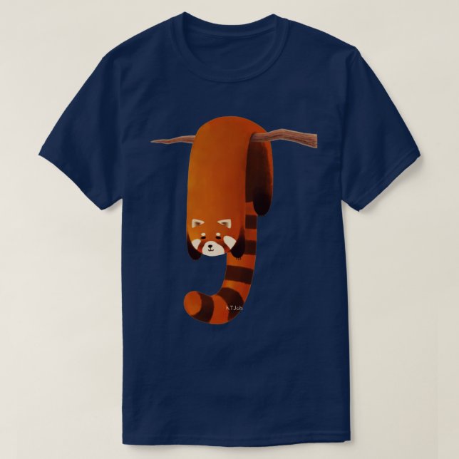 Cute Red Panda som hänger på den röda plattan träd T Shirt (Design framsida)