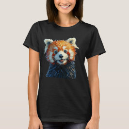 Cute Red Panda T-Shirt Oljemålning Stil
