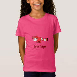 Cute Red Panda Tecknad Teckning T-Shirt