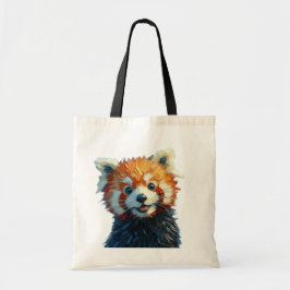Cute Red Panda Tote Bag Oljemålning Stil Tygkasse
