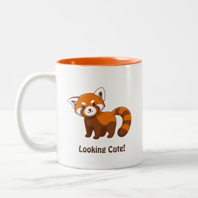 Cute Red Panda Två-Tonad Mugg (Vänster)