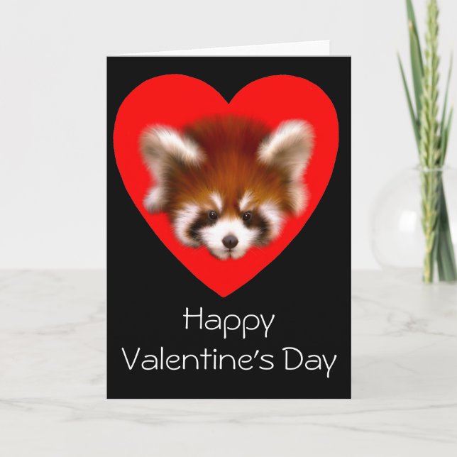 Cute Red Panda Valentines Dag Card Helgkort (Framsida)