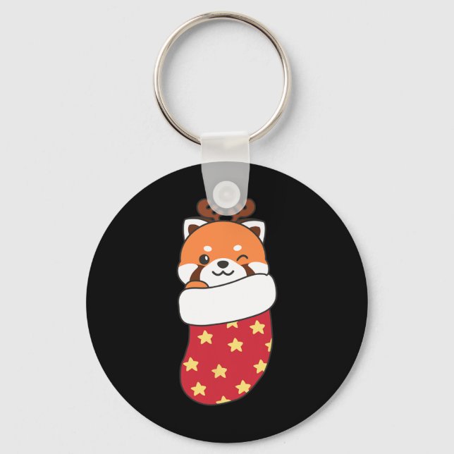Cute Red Pandas i julklapp för julklapp Nyckelring (Framsida)