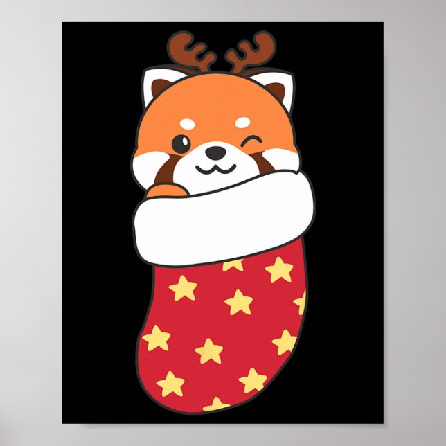 Cute Red Pandas i julklapp för julklapp Poster (Framsidan)