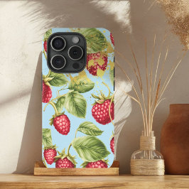 Cute Red, Pastel Blue och Guld Raspberry Fruit