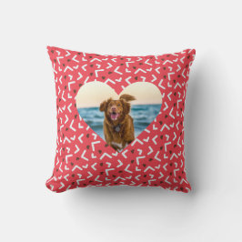 Cute Red Patterned Hund Photo Anpassningsbar Kudde