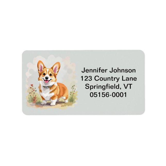 Cute Red Pembroke Welsh Corgi Dog Adressetikett (Framsidan)