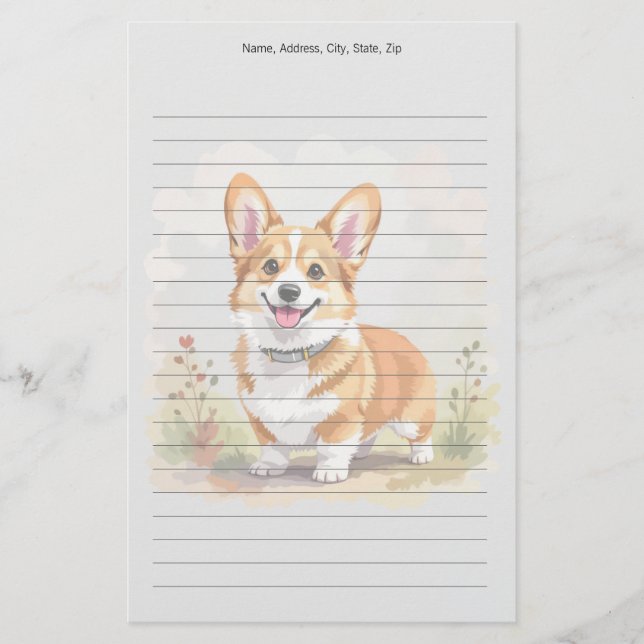 Cute Red Pembroke Welsh Corgi Dog Brevpapper (Framsida)