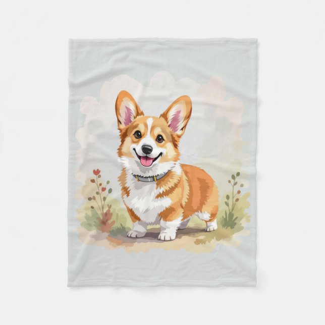 Cute Red Pembroke Welsh Corgi Dog Fleecefilt (Framsidan)
