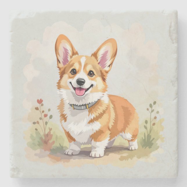 Cute Red Pembroke Welsh Corgi Dog Stenunderlägg (Framsidan)