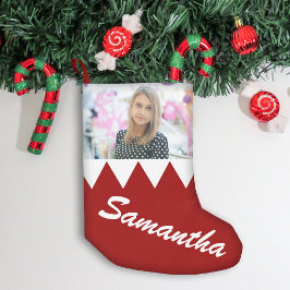 Cute Red Photo Winter Helgdag Liten Julstrumpa