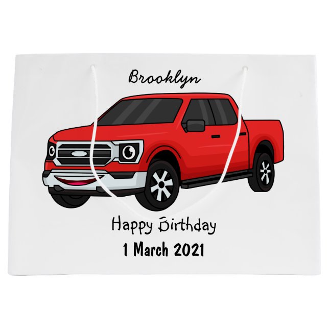 Cute Red pickup lastbil tecknad illustration (Framsidan)