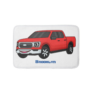 Cute Red pickup lastbil tecknad illustration Badrumsmatta
