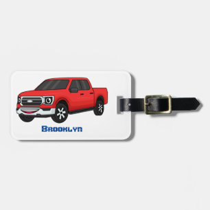 Cute Red pickup lastbil tecknad illustration Bagagebricka