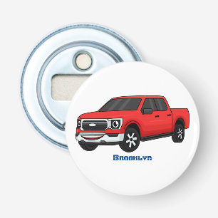 Cute Red pickup lastbil tecknad illustration Flasköppnare