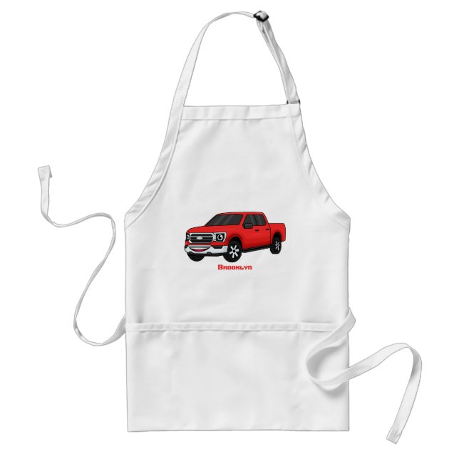 Cute Red pickup lastbil tecknad illustration Förkläde (Framsidan)