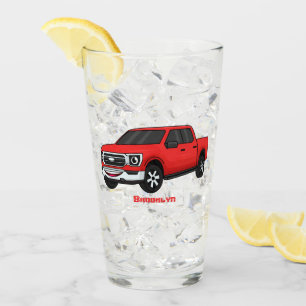 Cute Red pickup lastbil tecknad illustration Glaskopp