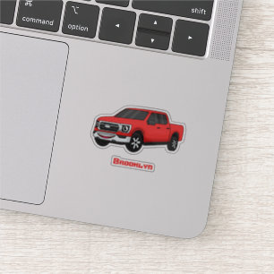 Cute Red pickup lastbil tecknad illustration Klistermärken