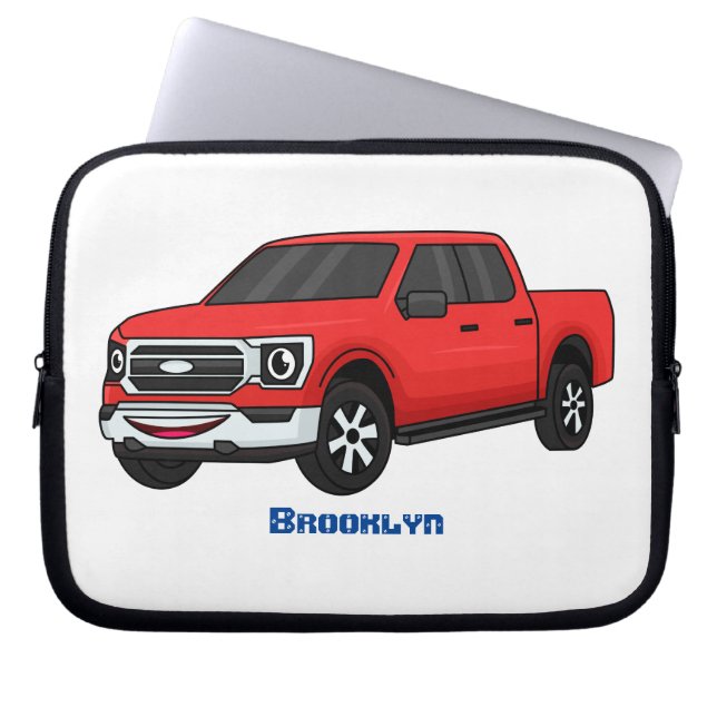 Cute Red pickup lastbil tecknad illustration Laptop Fodral (Framsidan)