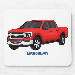 Cute Red pickup lastbil tecknad illustration Musmatta