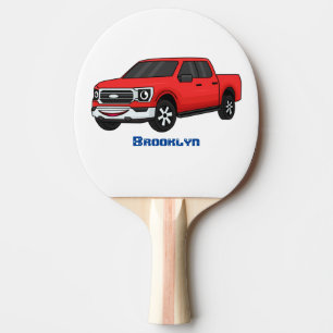 Cute Red pickup lastbil tecknad illustration Pingisracket