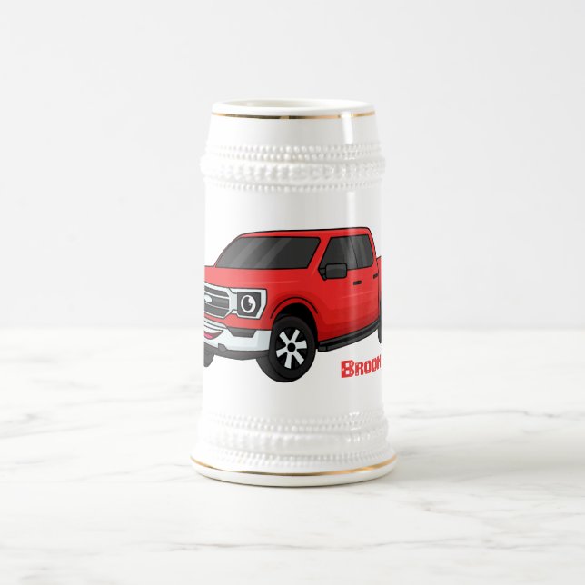 Cute Red pickup lastbil tecknad illustration Sejdel (Center)