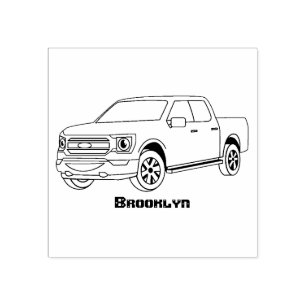 Cute Red pickup lastbil tecknad illustration Stämpel