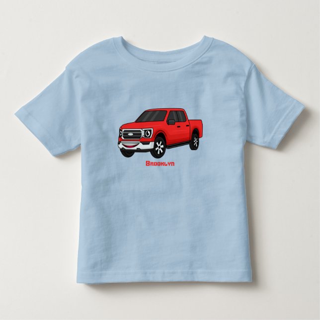 Cute Red pickup lastbil tecknad illustration T Shirt (Framsida)