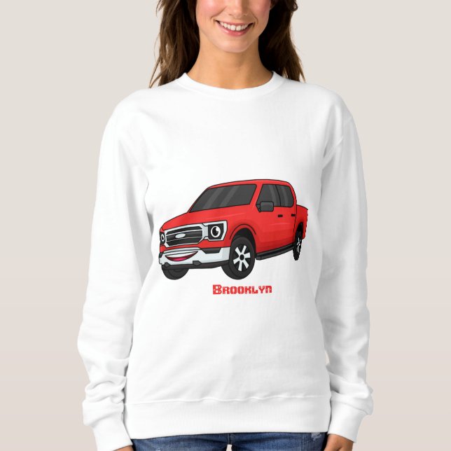 Cute Red pickup lastbil tecknad illustration T Shirt (Framsida)