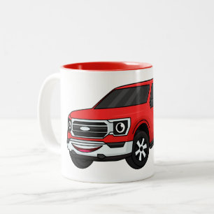 Cute Red pickup lastbil tecknad illustration Två-Tonad Mugg