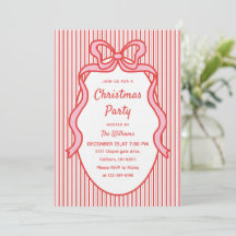 Cute Red Pink Stripes & Bow Frame Christmas 