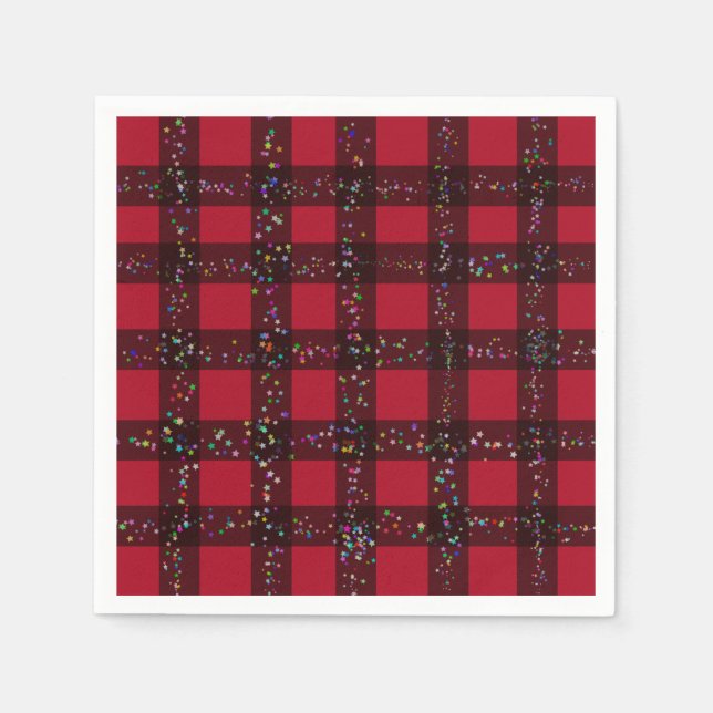 Cute Red Play Gingham Mönster Pappersservett (Framsidan)