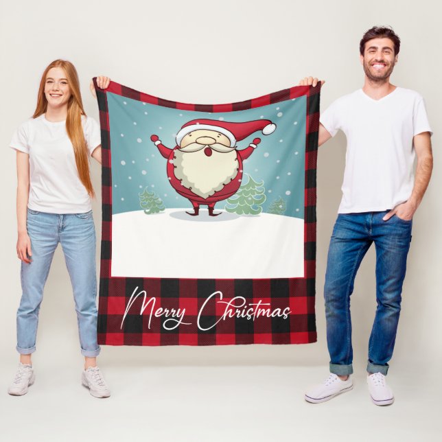 Cute Red Play God jul Jultomten Helgdag Fleecefilt (På plats)