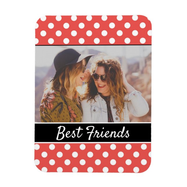 Cute Red Polka Dot Anpassningsbar Photo Anpassning Magnet (Vertikal)