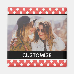 Cute Red Polka Dot Anpassningsbar Photo Personlig Magnet