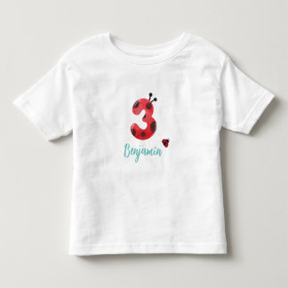 Cute Red Polka dot Ladybug 3rd Birthday party namn T Shirt