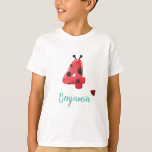Cute Red Polka dot Ladybug 4e födelsedagen party n T Shirt