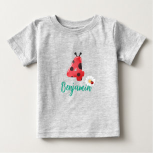 Cute Red Polka dot Ladybug 4e födelsedagen party n T Shirt