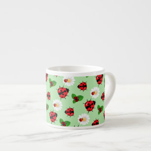 Cute Red Polka dot Ladybug-Daisy sommar Espressomugg