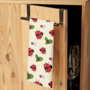 Cute Red Polka dot Ladybug-Daisy sommar Kökshandduk
