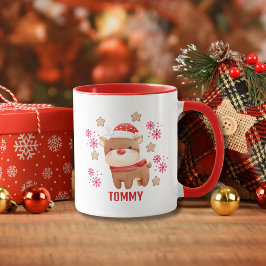 Cute Red Reindeer Namn Mugg